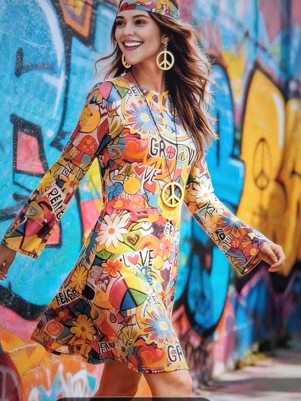 4/pc Hippie Party Costume